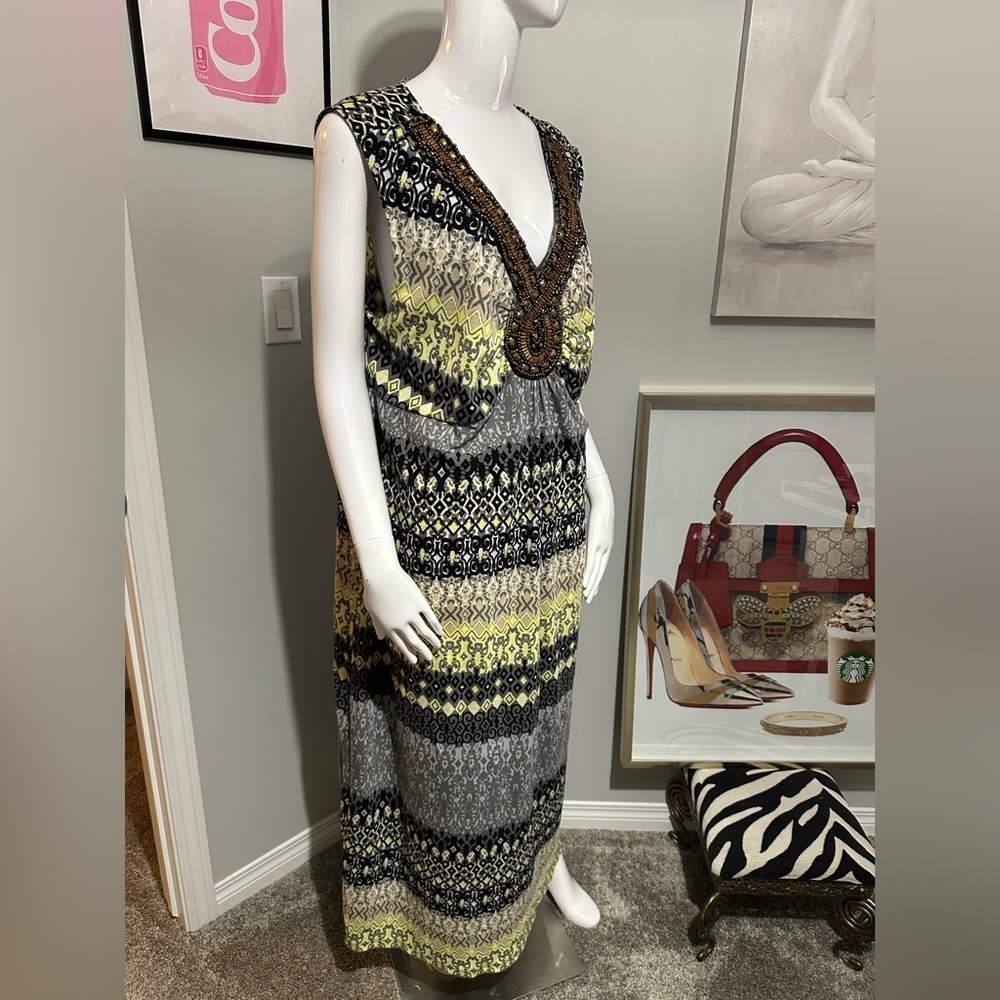 Faded Glory Sleeveless Beaded Maxi Dress – Size 3X (New)